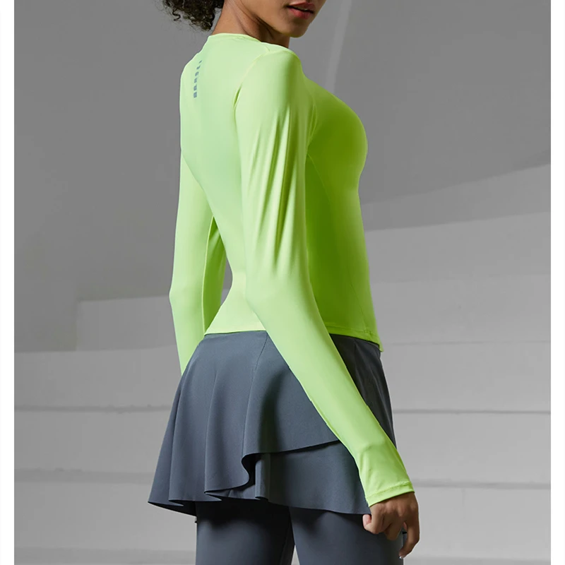Women Running Long Sleeves Soft Comfortable T Shirts Gym Sport Shirt Fitness Training Slim Tees Yoga Jogging Reflective Tops