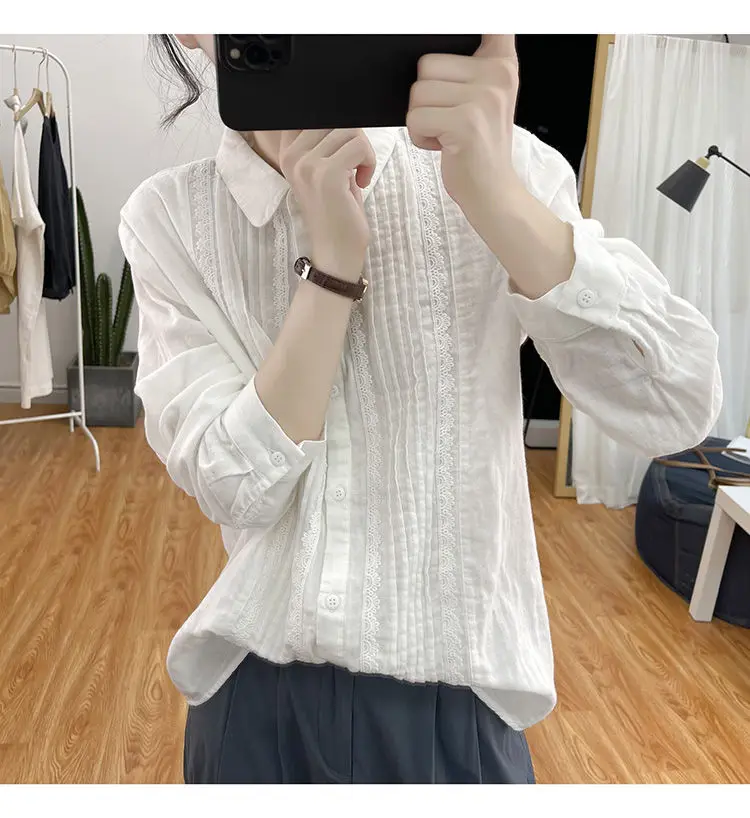 Блузка женская однобортная с отложным воротником и длинным рукавом B173