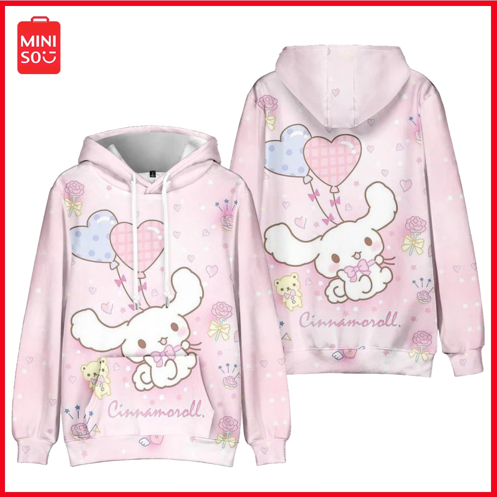 

New Miniso Sanrio Series Cinnamoroll Big Ear Dog Cartoon Anime Elements Casual Fashion Hooded Sweatshirt with Hoodie Tops
