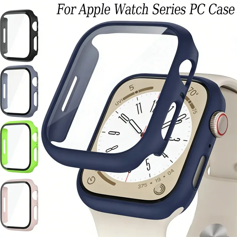 Фото Чехол для ПК + защитная пленка из закаленного стекла для Apple Watch Ultra 3/2 49 мм, 11, 10, 46/42 мм, универсальный корпус для iWatch 9, 8, 7, 45/41 мм, 6, 5, 4, 40/44 мм №2