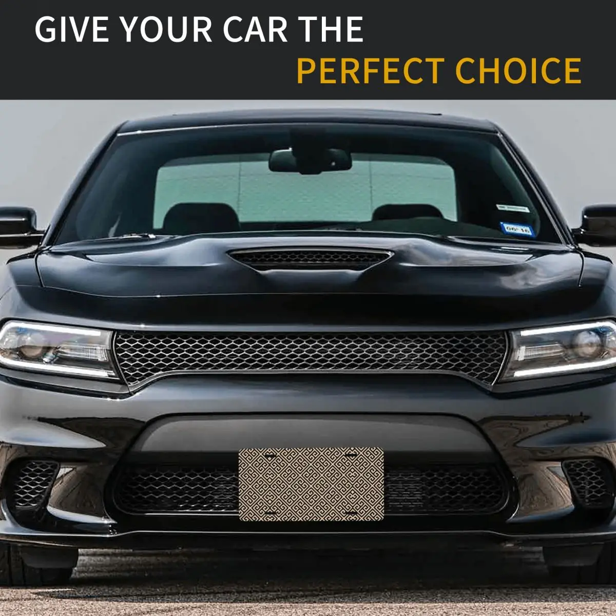 Греческий Meander черный и бежевый дизайн номерной знак декоративный автомобиль