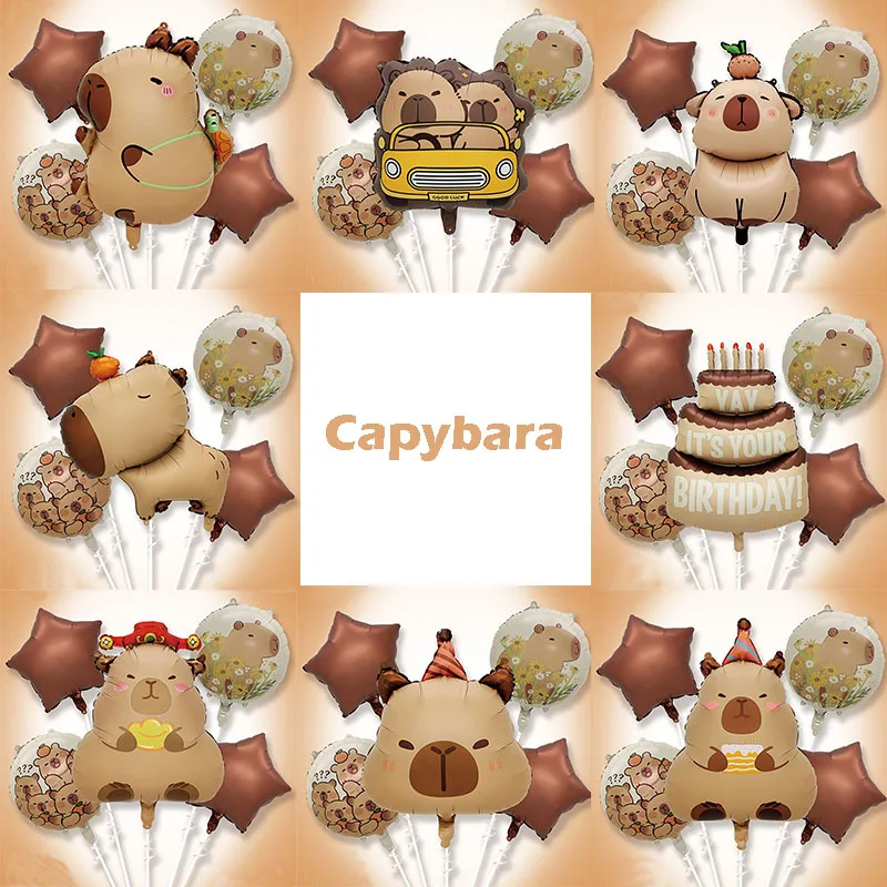 2 комплекта тема капибары коричневая звезда мультяшный милый набор воздушных