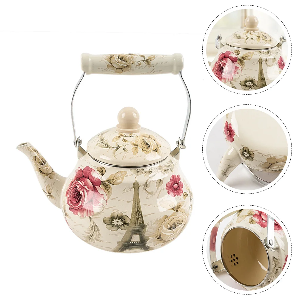 

Kettle Tea Teapot Water Stovetop Enamel Pot Floral Stove Boiling Whistling Vintage Coffee Ceramic Enameled Teakettle Infuser