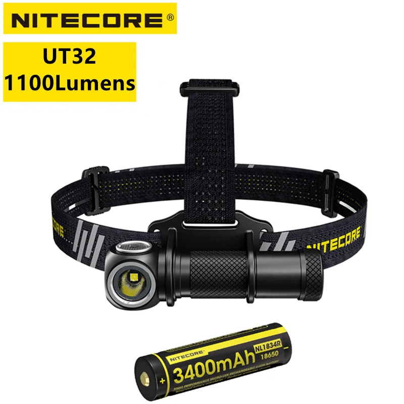 NITECORE UT32 Headlamp with CREE XP-I_2 V6 LED Dual-Sources 1100LM 6 Lighting Modes Waterproof Torch flashlight For Night Run