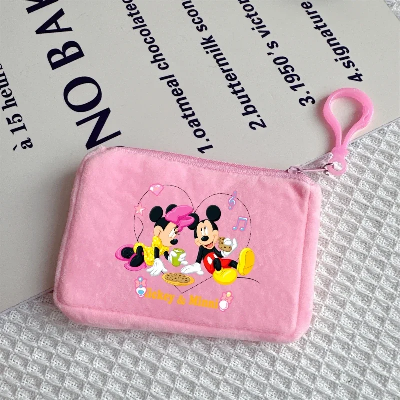 Кошельки на молнии Disney с Микки Маусом плюшевые сумки для монет маленькие милые
