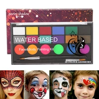 face and body painting kit 18 colors 2 brushes non toxic and safe 6 common paints 6 pearlescent effect paints 6 luminous paints