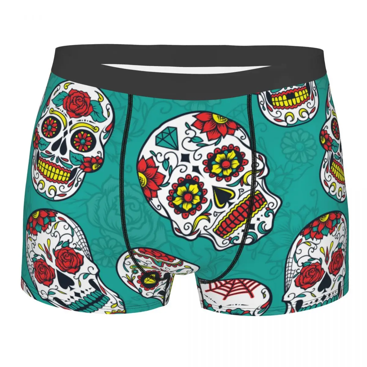 

Мужское нижнее белье, трусы-боксеры, зеленые мужские боксеры с изображением Дня мертвых черепов, эластичные мужские трусы