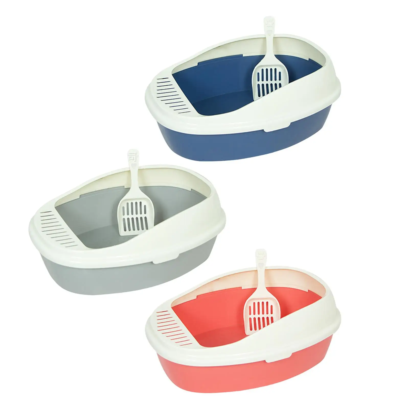 Cat Litter Box, Cat Litter Tray Kitty Litter Pan Portable Semi Closed Kitten Toilet for Indoor Cats Pets Supplies, Easy to Clean