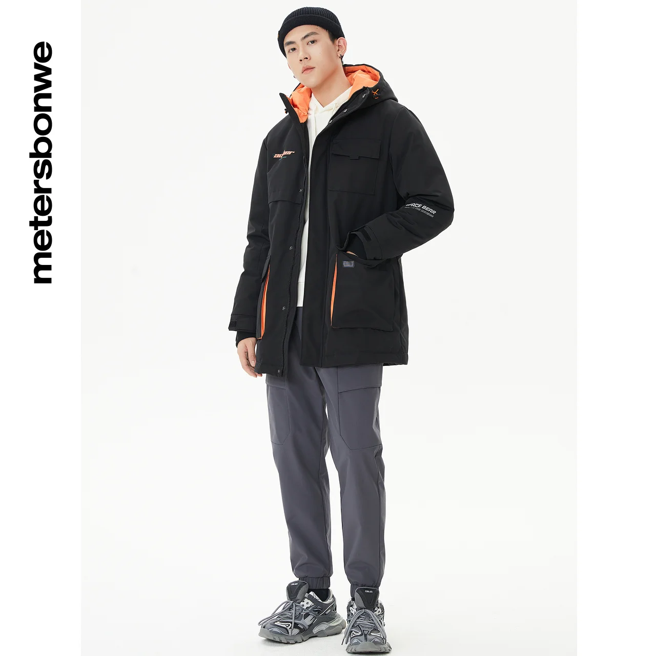 Metersbonwe Long Hooded Down Jacket Men Winter Simple Down Coat Male Fashion Overcoat Outerwear Warm Greatcoat Brand Clothing