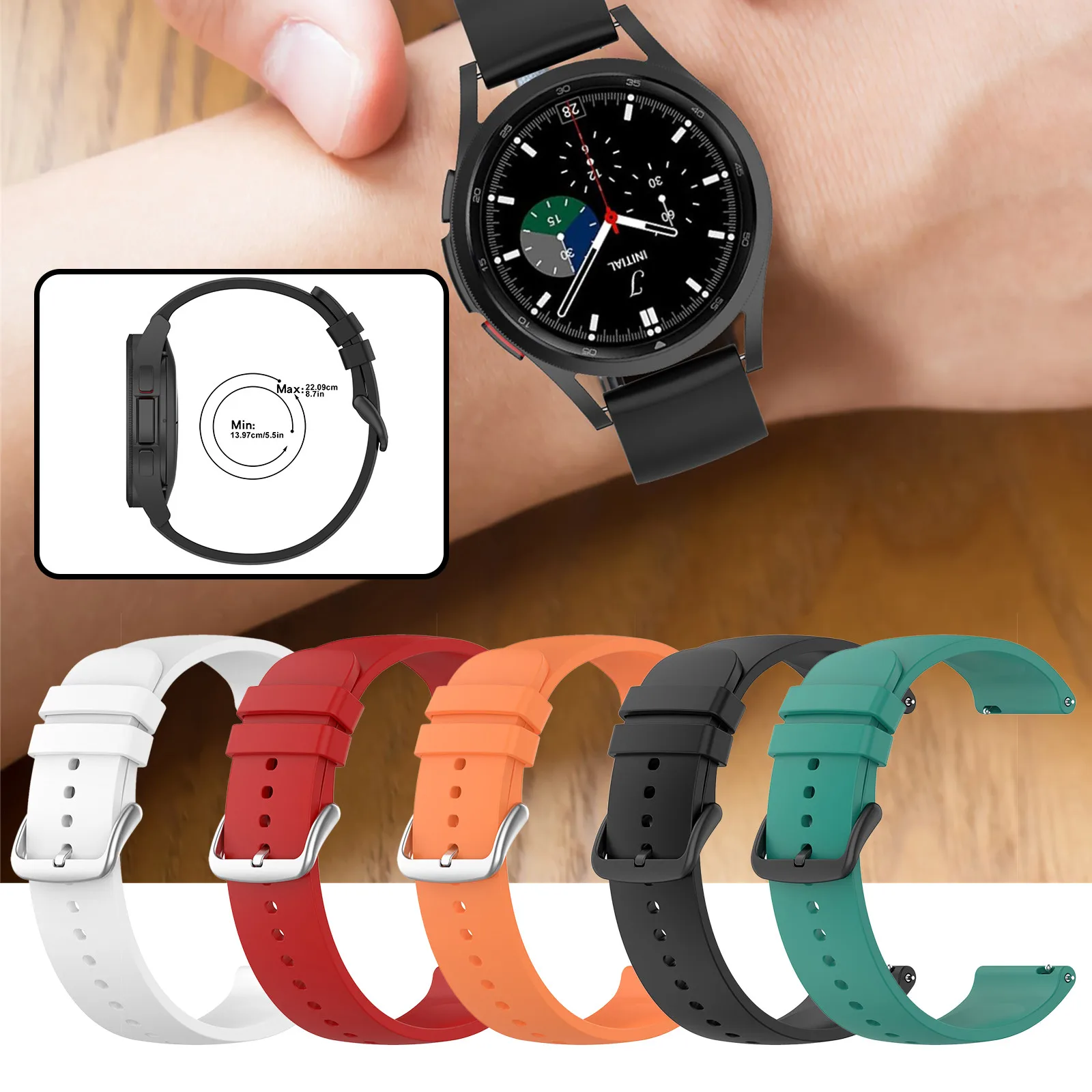 

Ремешок для Samsung Watch 4 40 мм, универсальный модный однотонный спортивный браслет для наручных часов Samsung Watch 4 Classic 42 мм