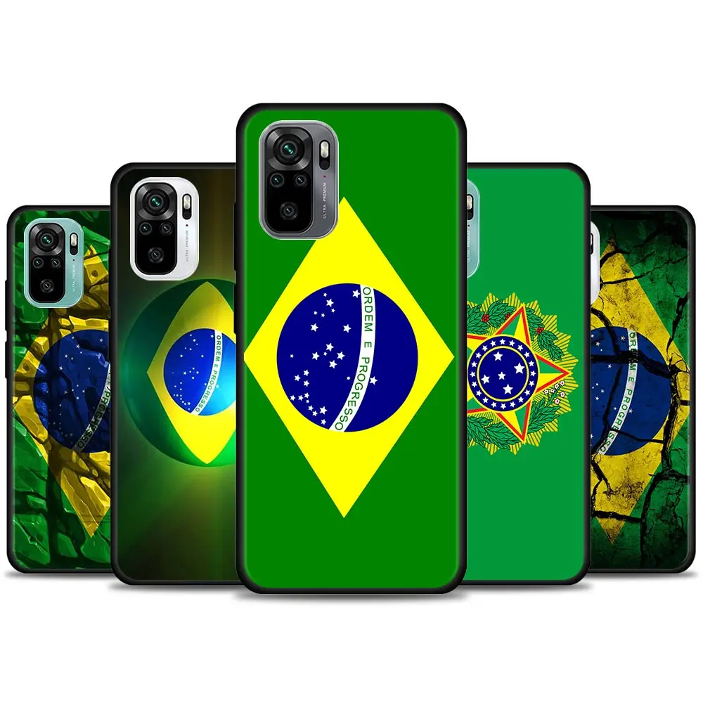 

Flag of Brazil Phone Case for Redmi 10 9 A C i K20 K30 Pro K40 Plus Pro Note 10 Pro 11 Pro Soft Silicone