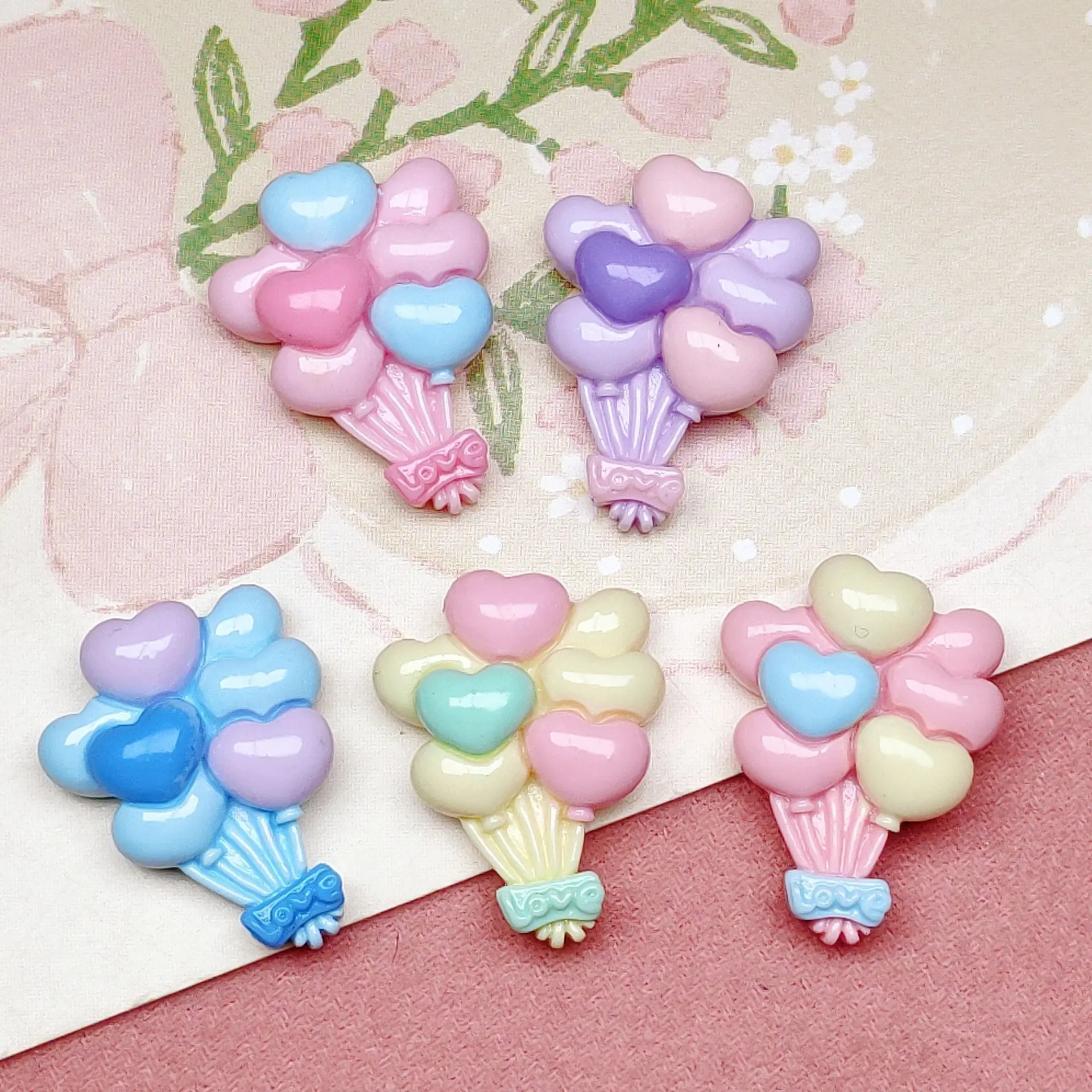 

10 Pcs New Bright Multi Color Love Balloon DIY Phone Case Resin Accessories Handmade Hair Clip Jewelry Material Pack 010