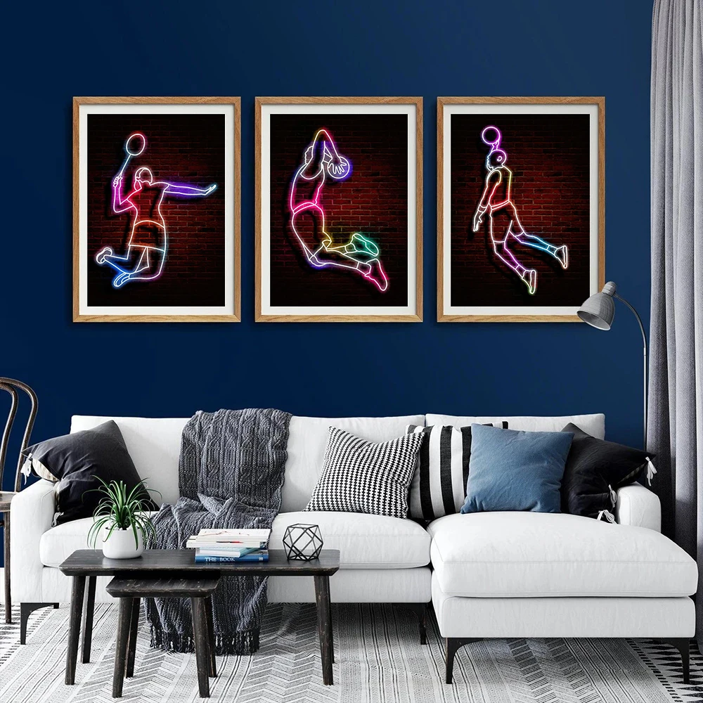 

Neon Basketball Player Canvas Art Decor Painting Romantic Posters Prints Wall Pictures Modern Living Room