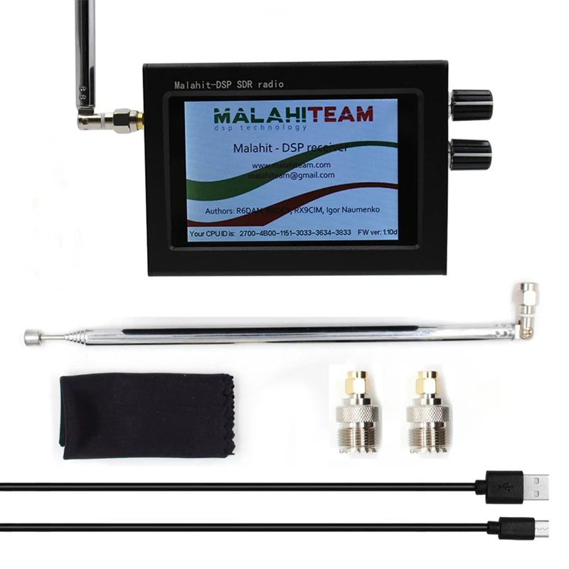 

1.10D Upgraded 3.5 Inch Touch LCD 50K-200M 4M-2Ghz Malachite DSP SDR Receiver Malahit Radio Receiver + Battery + Speaker