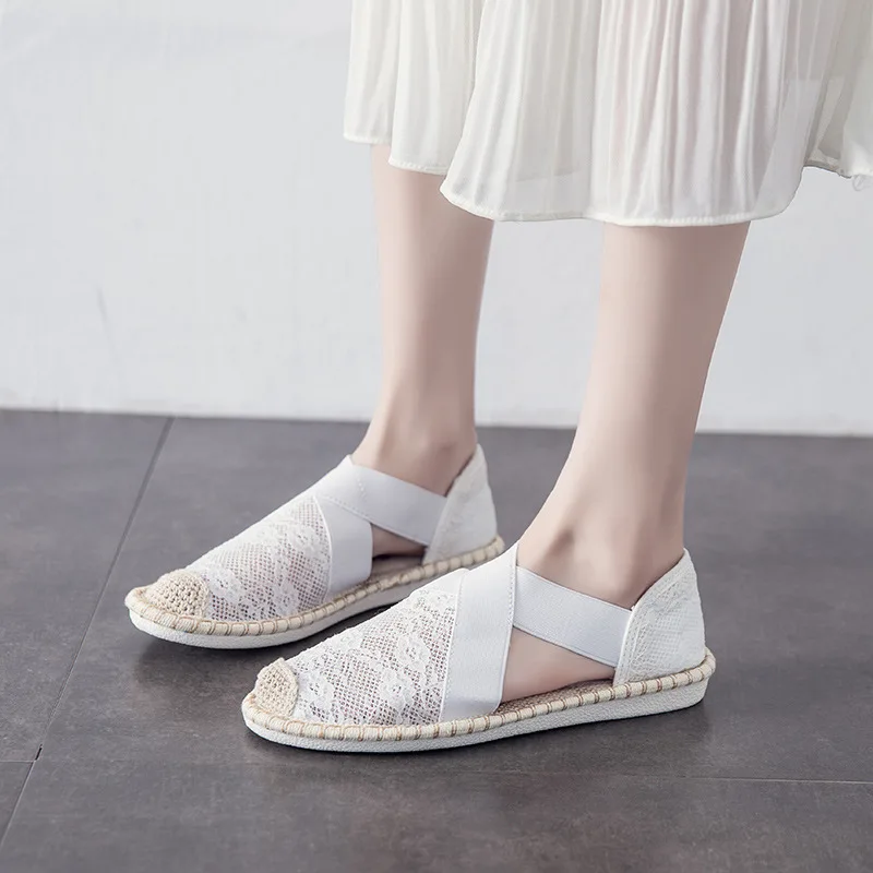 

Туфли женские на плоской подошве, эластичная сетчатая обувь с перфорацией, кружевные простые универсальные