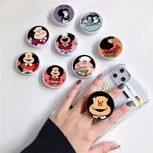 Cute Mafalda Cartoon Folding Phone Holder Stand Mobile Surport For iPhone Huawei xiaomi samsung black soft waterproof painting