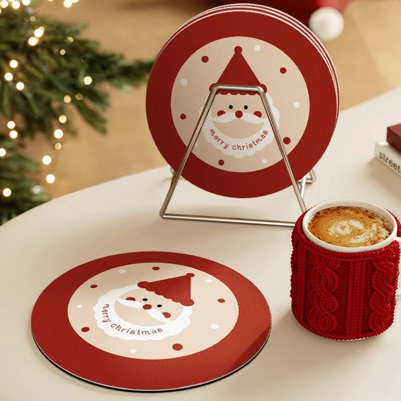 Подставки в рождественском стиле настольные чашки для чая впитывающие подушечки