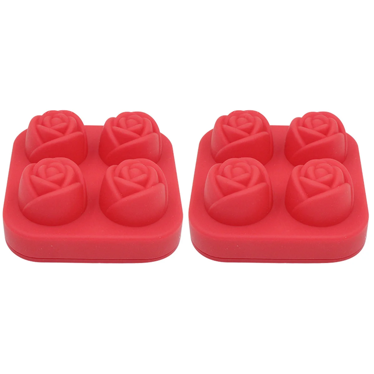 

2 шт., форма «сделай сам» для шоколада, конфет, капкейков, 4 полости, форма, поднос для льда, 8,8x8,8x3,8 см (красный)