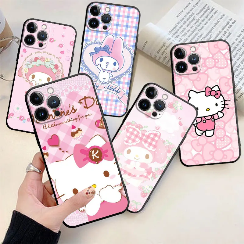

Pink Hello Kitty My Melody Cellular Phone Case For iPhone 14 13 12 11 Pro Max 6 7 8 Plus X XS XR 12 13 Mini Soft Silicone Case
