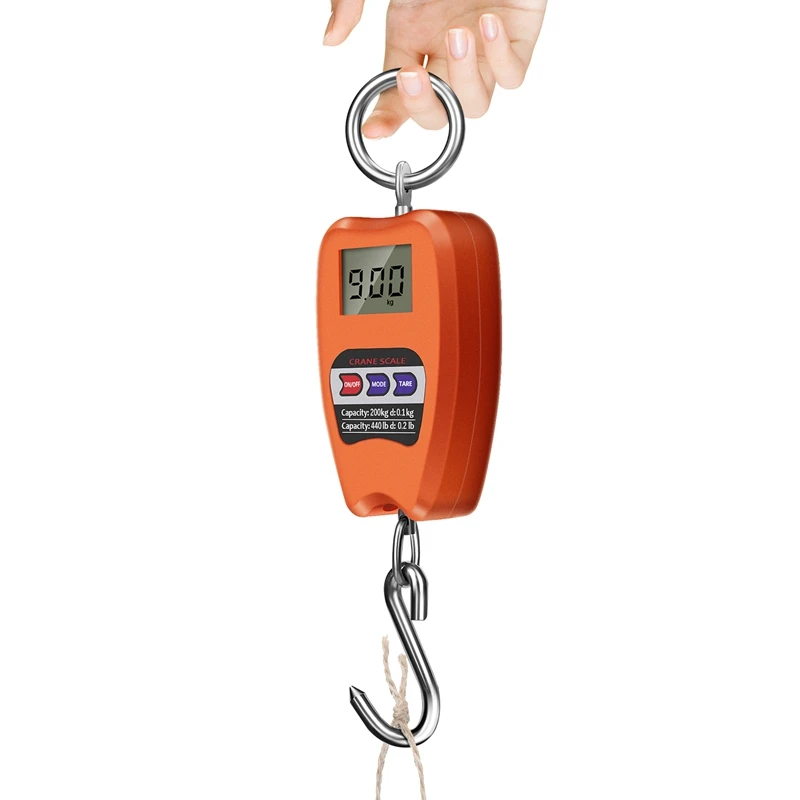 

Mini Crane Scale Weighing Digital Industrial Hanging Scale 200Kg/441Lb Heavy Duty Hanging Hook Scales