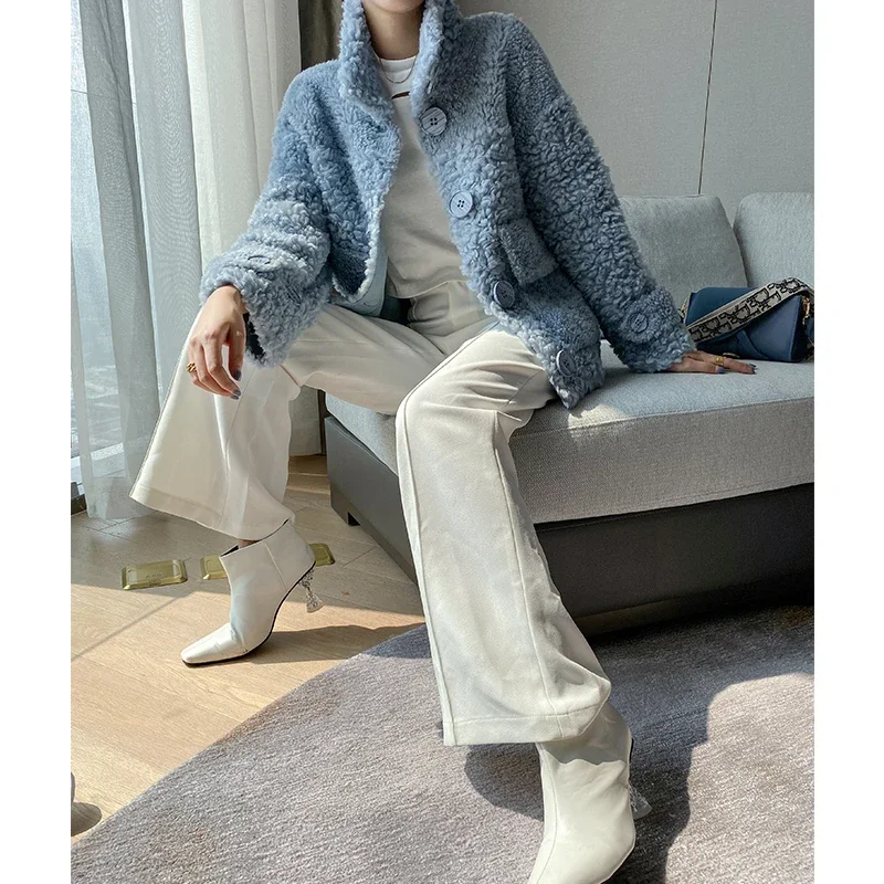 2024 натуральное меховое пальто женская зимняя куртка 100% шерстяные меховые и