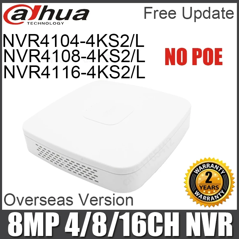 

Dahua NVR NVR4104-4KS2/L 4CH NVR4108-4KS2/L 8CH NVR4116-4KS2/L 16CH New Version Smart 1U Mini NVR 1HDD H.265 Without POE port