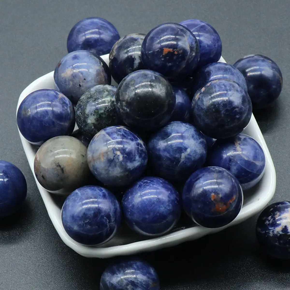 

20MM Sodalite Round Beads for DIY Making Jewelry NO-Drilled Hole Loose Healing Energy Cute Stone Crystal Sphere Balls