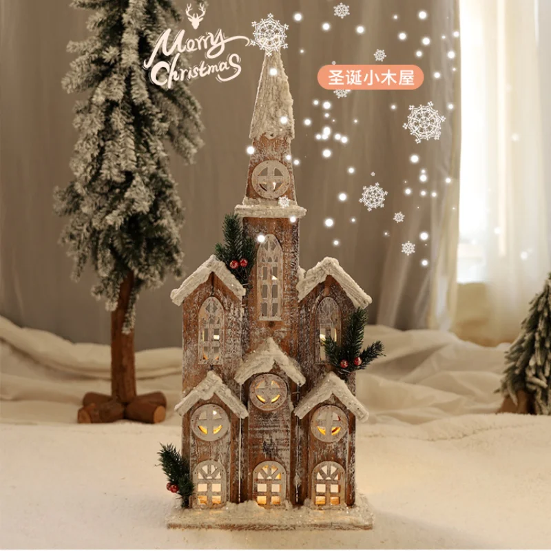 Рождественский деревянный Снежный пейзаж замок деревенский дом сцена