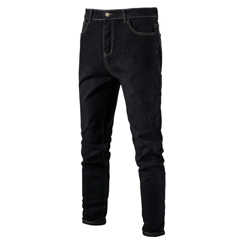 

EBAIHUI Jeans for Men Casual Style Solid Zipper Fly Black Jeans Male Chic Spring and Autumn Mid-waist Skinny Jeans Men Clothing