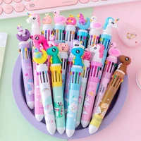 19pcs ballpoint pen set kawaii 10 color ink ball point pencil cute office stationery spinning fanny roller oil writing supplies