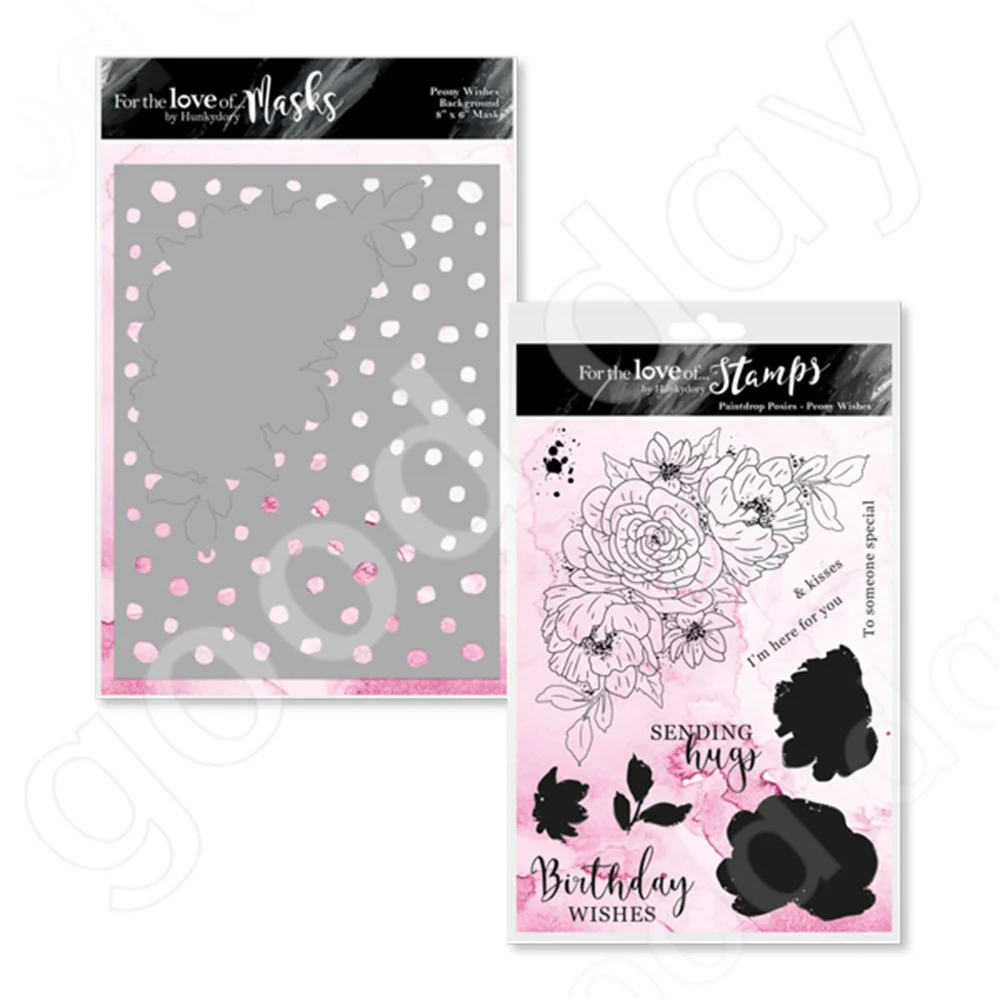 

Arrival 2022 Newest Peony Wishes Card Stencil and Stamps Diy Scrapbooking Cut Die Paper Craft Coloring