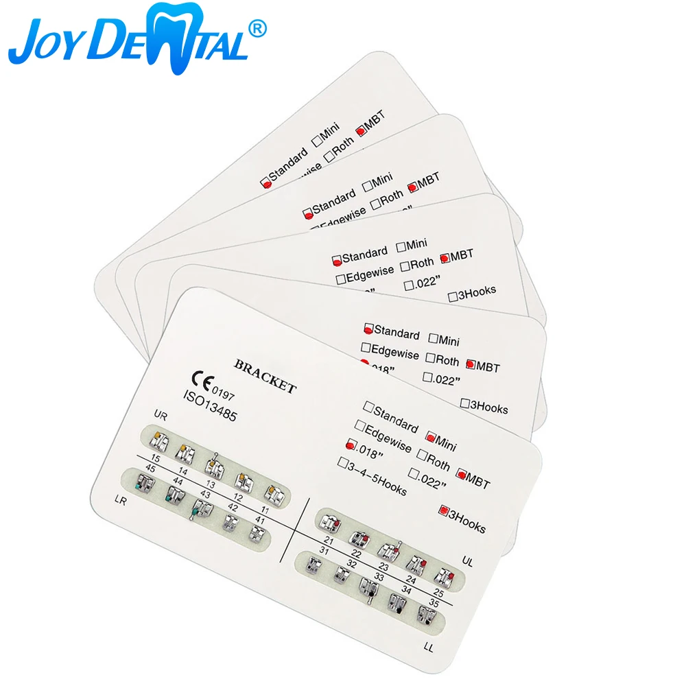 

5Packs=100pcs Dental Brackets Orthodontic Brace Metal Mini Roth Edgewise MBT Slot 0.022 0.018 Hooks 3/3-4-5