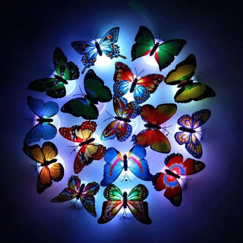 

1/5pcs Colorful Glowing Cute Butterfly LED Pasteable Night Light Color Changing Lamp Home Decoration Wall Lamp Random Color