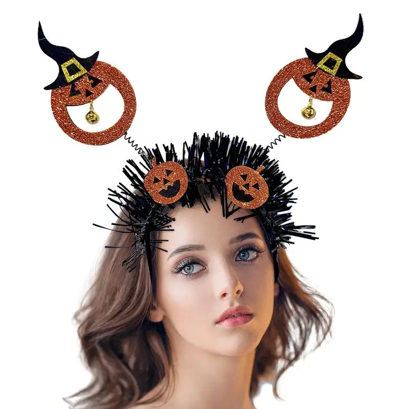 

Повязка на голову для Хэллоуина, оранжевая тыква с колокольчиками, милый мультяшный праздничный обруч для волос с колокольчиком для Хэллоуина