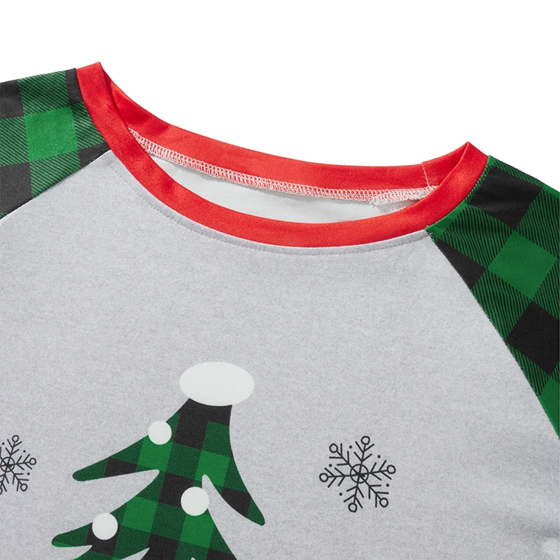 

Рождественская Пижама для семьи, топы с длинным рукавом и принтом дерева, комплект с клетчатыми брюками, зимняя одежда для сна
