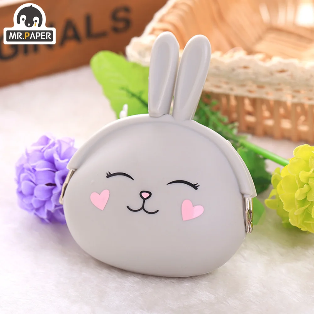 

Mr.Paper Cartoon Silicone Zero Wallet Candy Colored Small Bag Cute Rabbit Change Key Small Item Storage Bag