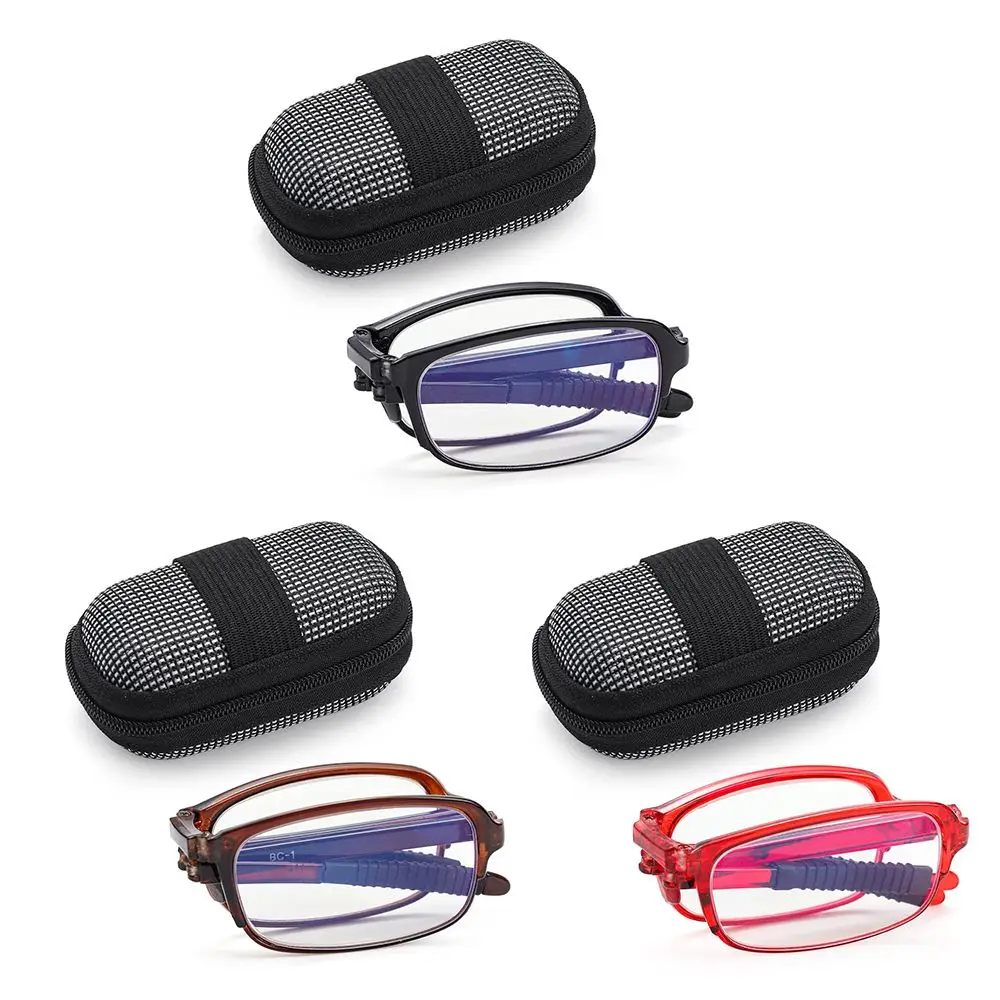 

New Unisex Portable Lightweight Presbyopic Glasses with Zipper Case TR90 Folding Reading Glasses Strength 10x ~ 40x