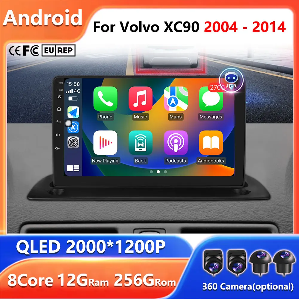 Android 14 для Volvo XC90 XC 90 2004-2014 автомобильный радиоплеер навигация GPS 5G Wi-Fi BT
