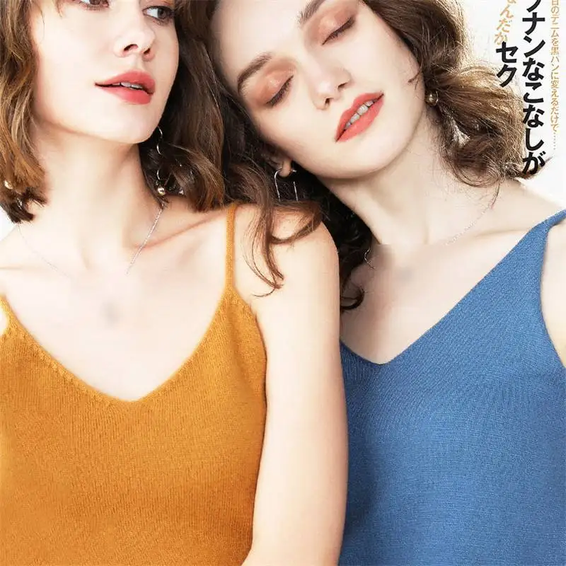 

Vest knitted V-neck women's bottoming shirt gallus imitation cashmere sexy slim