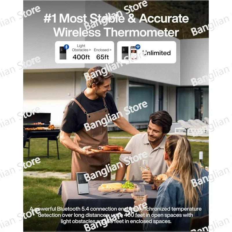 Беспроводной термометр для мяса Sync гриля умный еды Bluetooth с 2 зондами Mea