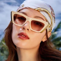 fashion brand design vintage cat eye sunglasses for women retro cutting lens splicing design frame sun glasses female eyewear