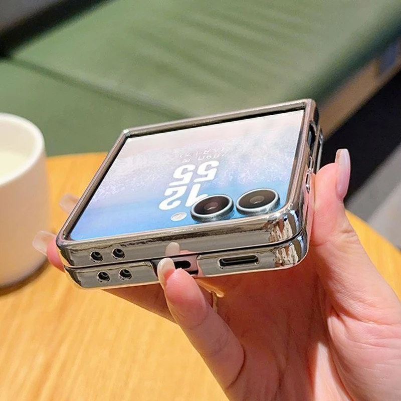 Фото Чехол для телефона из искусственной кожи с рисунком космонавта для Samsung Galaxy Z Flip7 FE Flip6 Flip 7 6 5 5G, твердая задняя крышка с серебряной рамкой №3