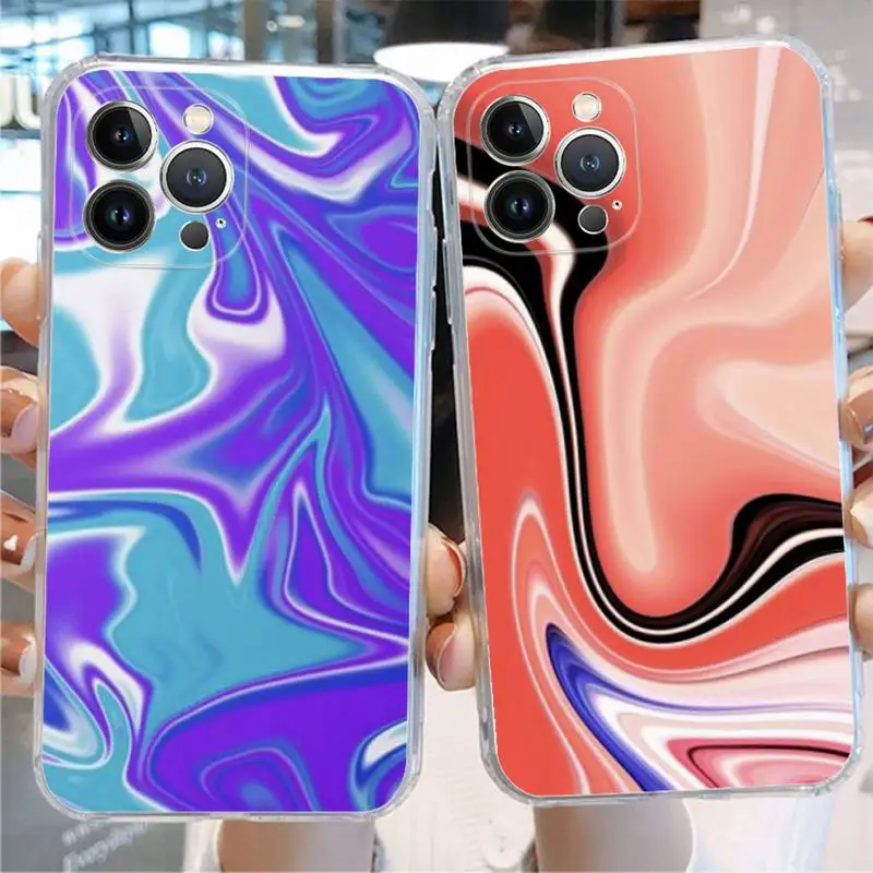 

Liquid in color Phone Case For iPhone 11 12 13 14 Mini Pro Max XR X XS TPU Clear Case For 8 7 6 Plus SE 2020