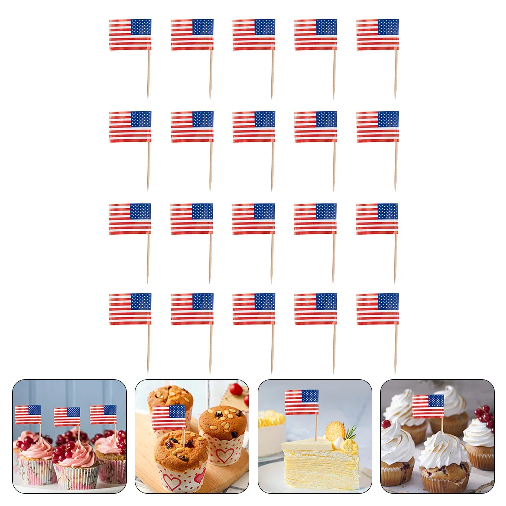 

200pcs Toothpick Flags Party Festive Toothpick Flags Cake Decorative Flags Cake Decors