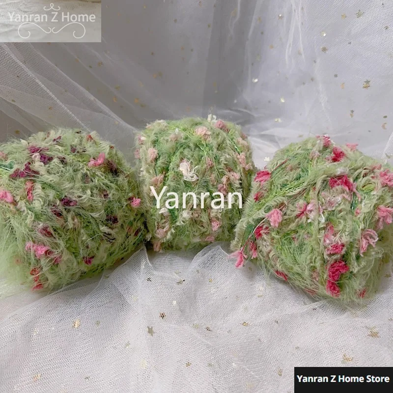 Фото Новая зеленая серия, ручная смешанная пряжа, мех рыбий хвост, смешанная шерсть, ручная работа, сделай сам, вязаная крючком, тканая ручная книга, кольцо для волос, зажим, декоративная пряжа, 50 г №1