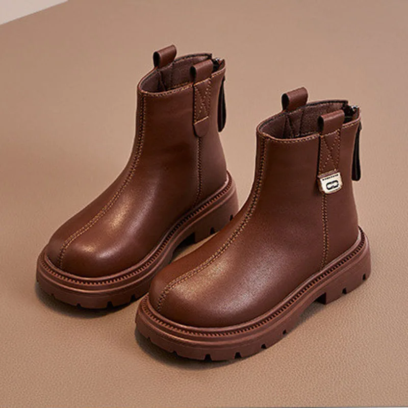 Детские ботинки зимние модные брендовые короткие ботильоны для маленьких