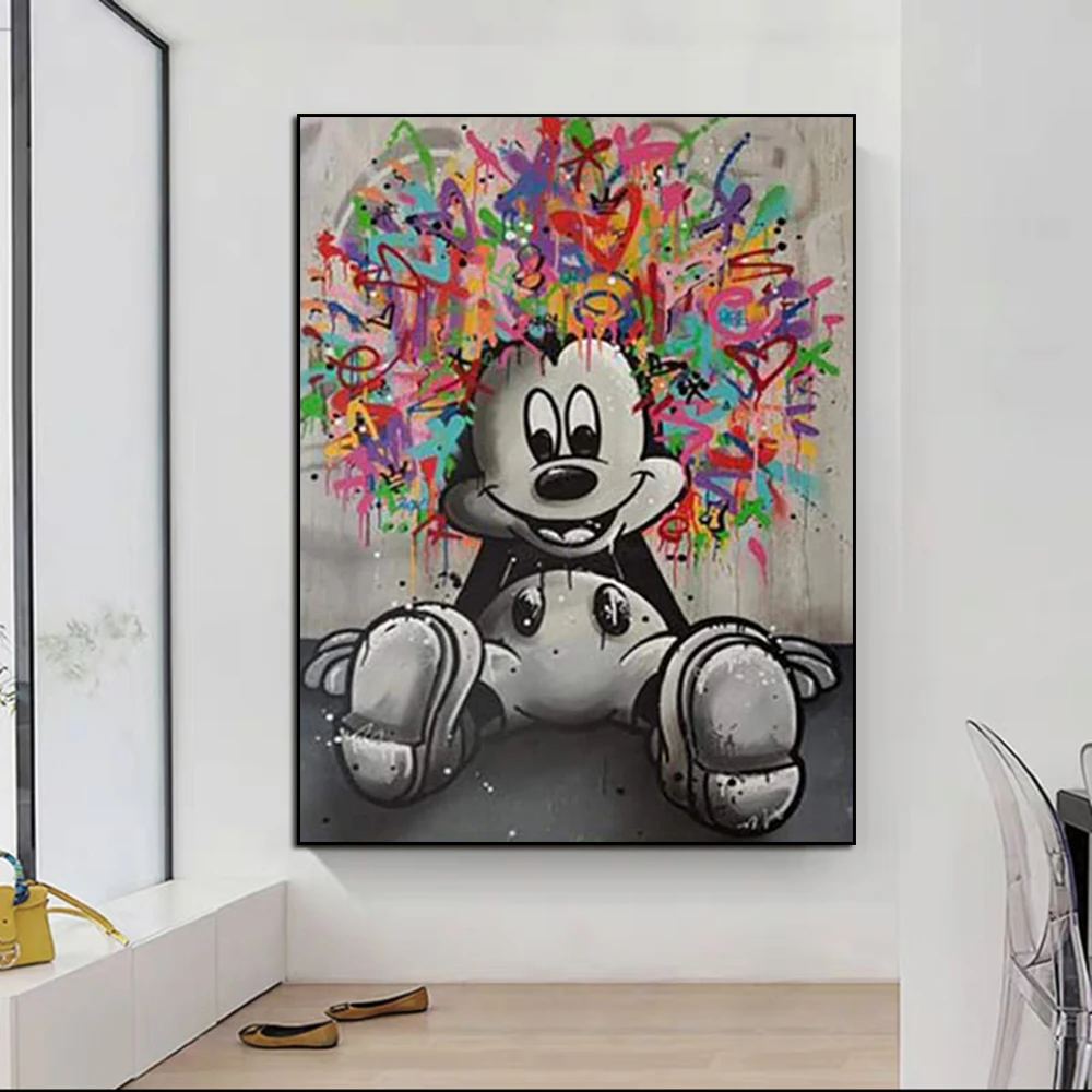 

Постер и печать на холсте с изображением персонажей мультфильмов Диснея, аниме, граффити, Микки Мауса, настенное искусство для украшения го...
