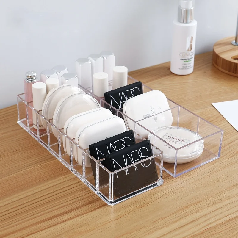 

Transparent Divided Cosmetic Jewelry Storage Box Lipstick Sorting Small Box Skin Care Shelf Plastic Desktop Storage Box