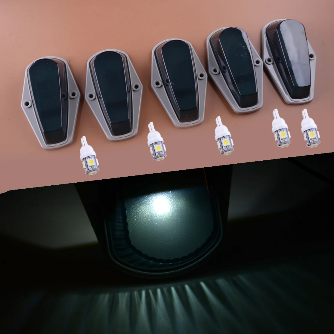 

5 Sets Smoke Black Lens Rooftop Cab Marker Light Roof Running Lamp With Wiring Kit Fit For Ford F150 15442 8C34-15442-CB