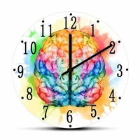 colorful brain anatomy painting artistic design wall clock for medical office psychology artwork med wall watch neurologist gift